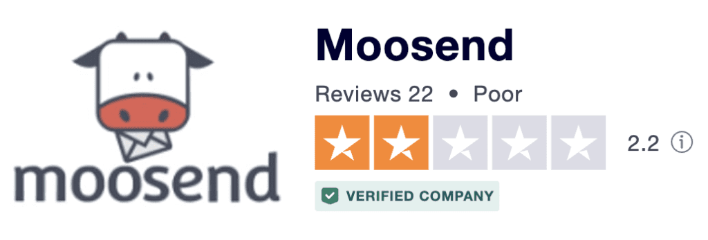 Moosend review rating on Trustpilot