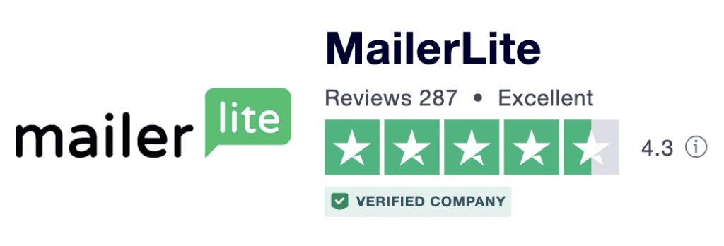 MailerLite review rating on Trustpilot