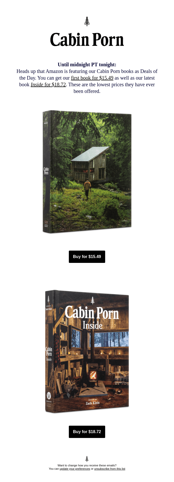 cabin porn amazon deal of day